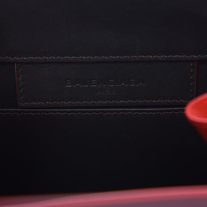 Balenciaga Rubberized Calfskin Papier Mini A4 Zip Around Tote Black Red 5 of 10