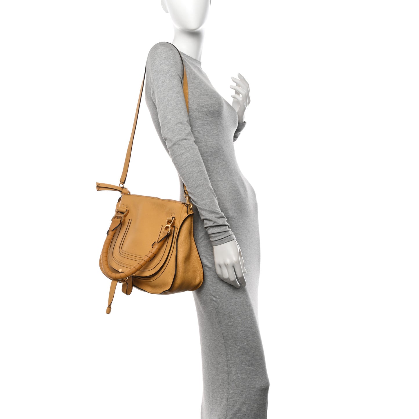 Calfskin Medium Marcie Satchel Curry Yellow