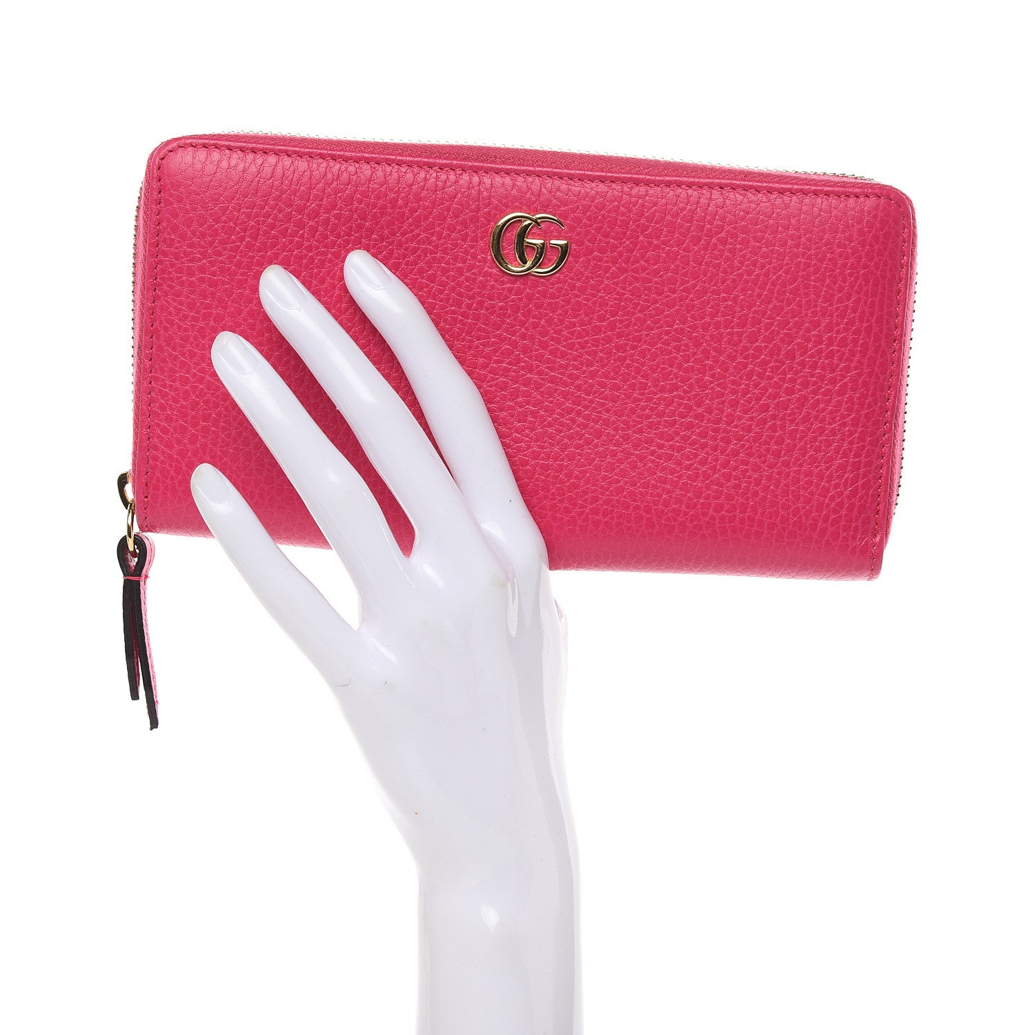 Gucci Dollar Calfskin GG Marmont Zip Around Wallet Box Pink 2 of 11