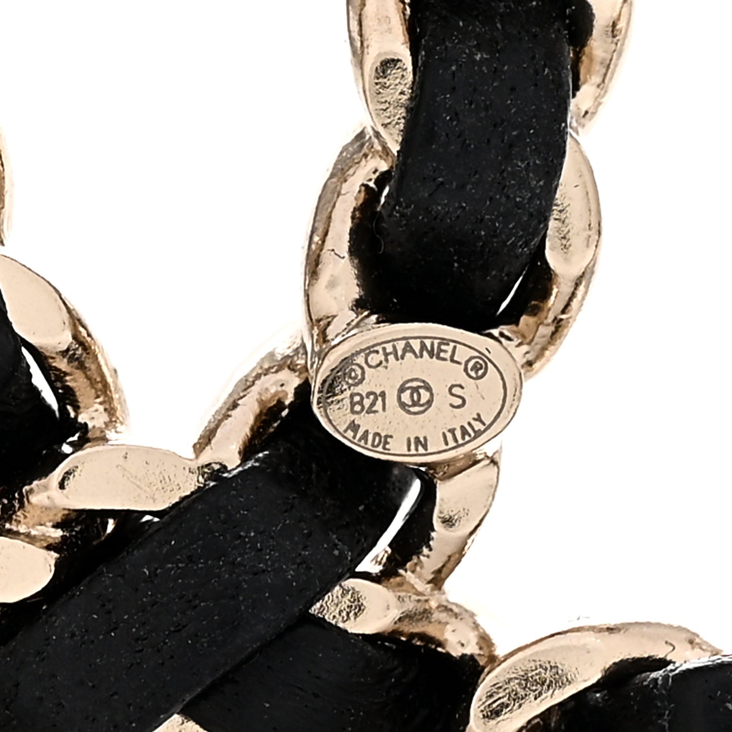 Lambskin Chain CC Brooch Black Gold