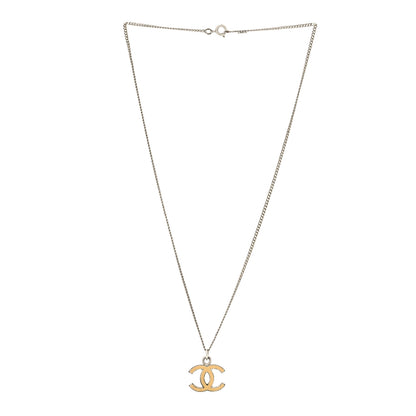 Chanel Resin CC Pendant Necklace Silver Gold 3 of 5