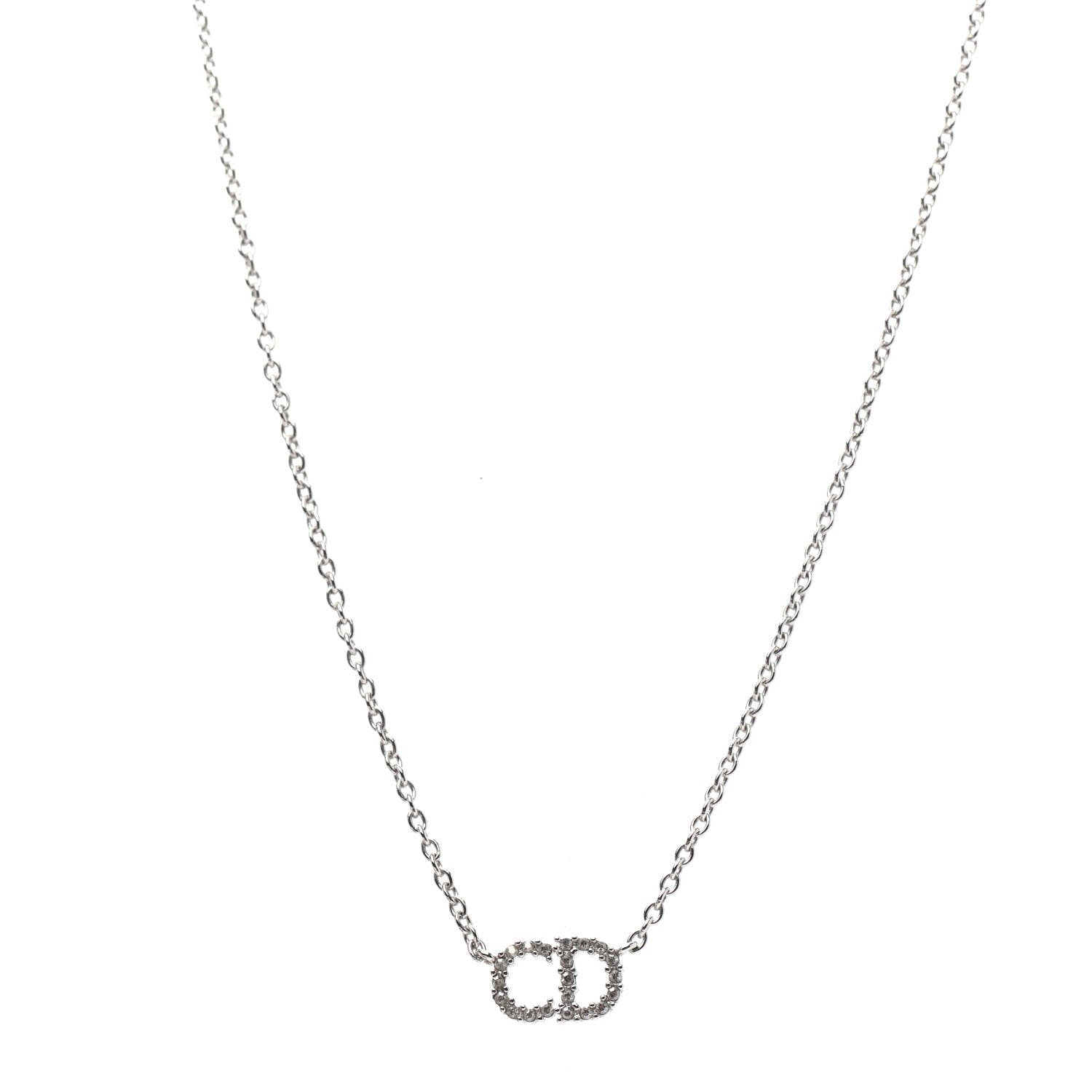 Christian Dior Metal Crystal Clair D Lune Necklace Silver 1 of 4