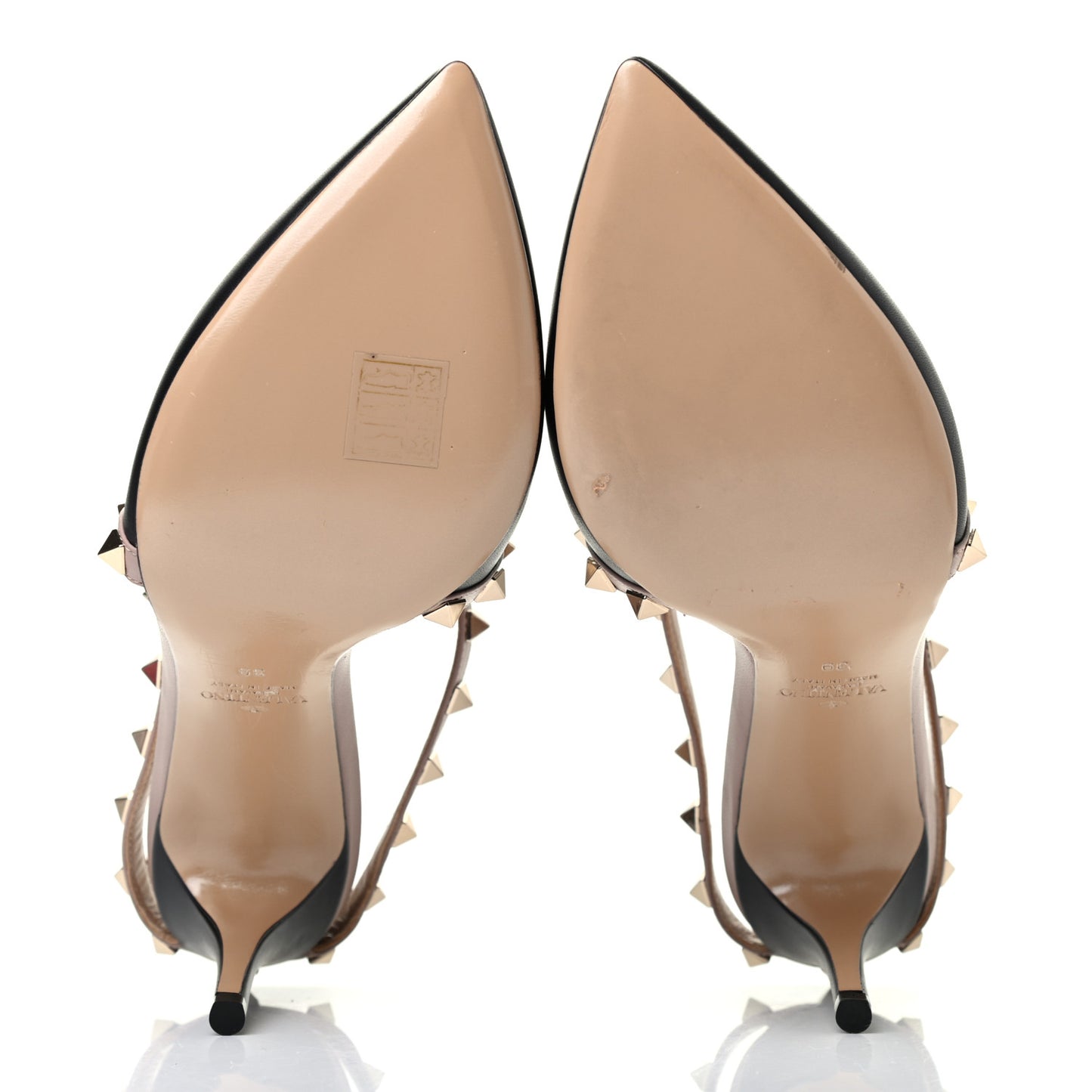 Nappa Rockstud Heel Mules 39 Black Poudre