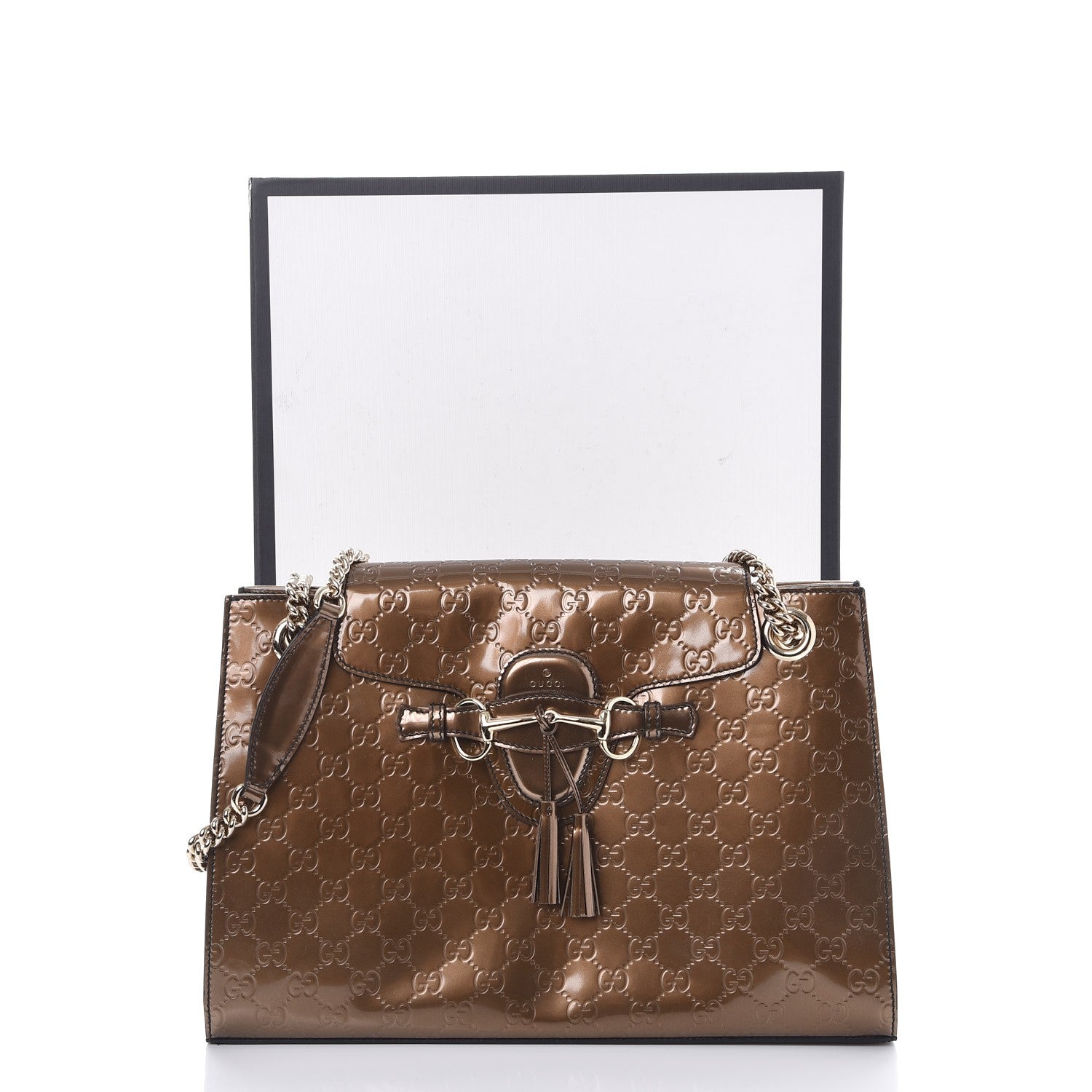 Gucci Shine Guccissima Large Emily Chain Shoulder Bag Acero 8 of 8