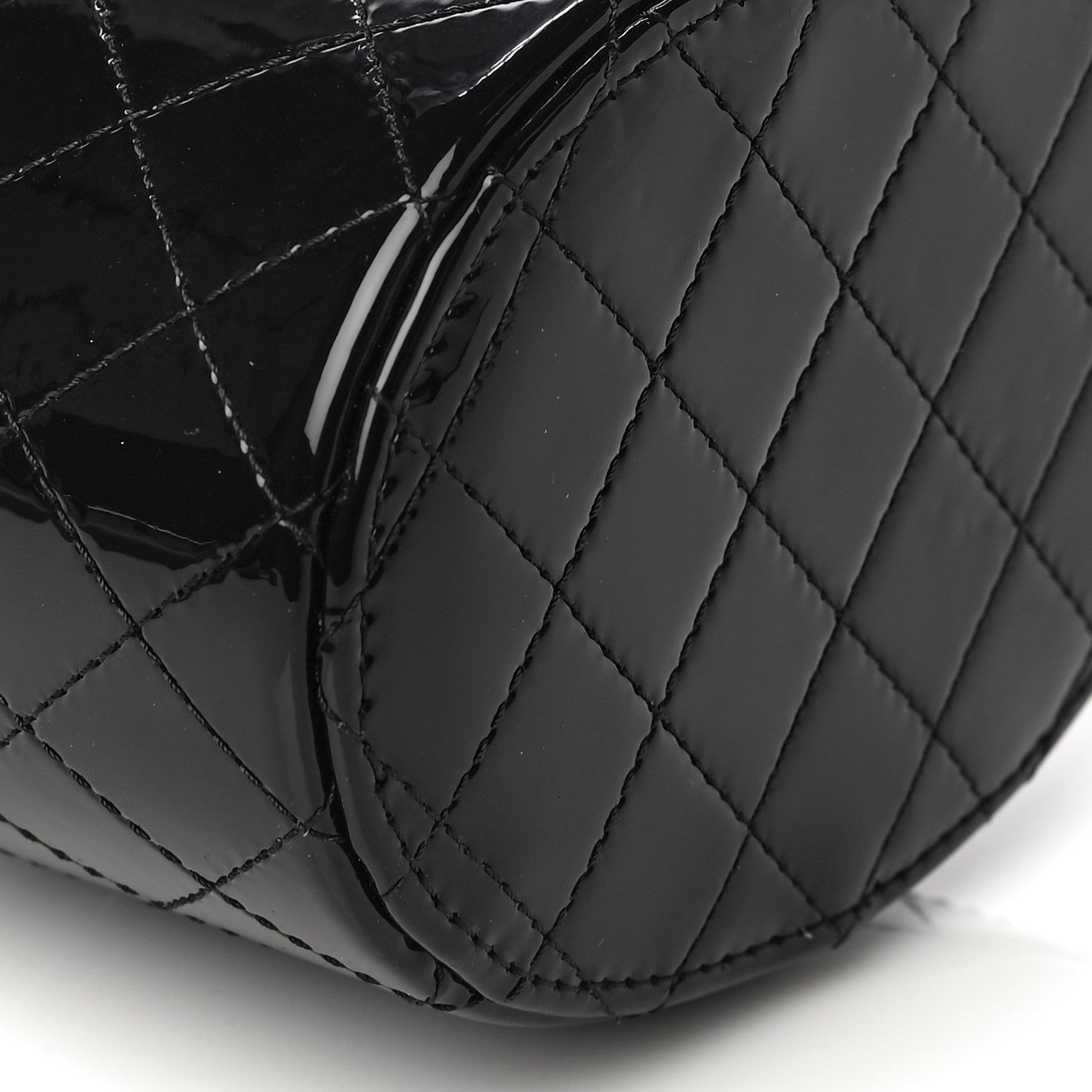Chanel Patent Quilted Round Small Vanity With Chain Black 9 of 11