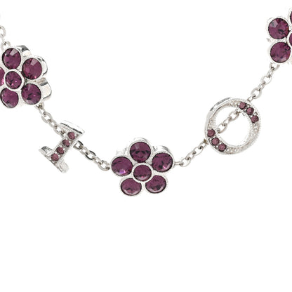 Christian Dior Crystal Flower Choker Necklace Silver Purple 4 of 7