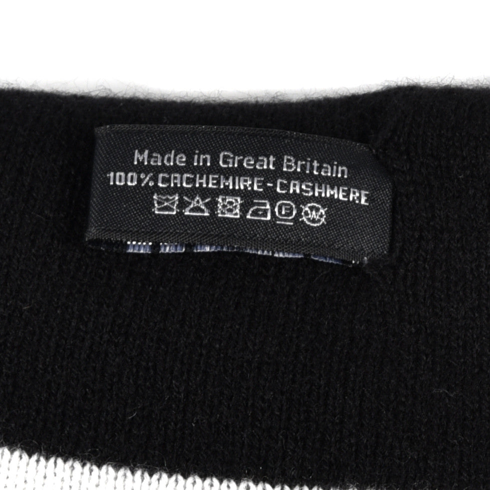 Cashmere Quilted CC Beanie Hat White Black