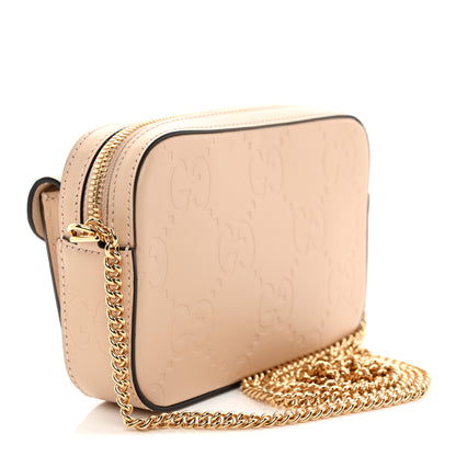 Gucci Calfskin GG Super Mini Debossed Chain Wallet Light Beige 3 of 10