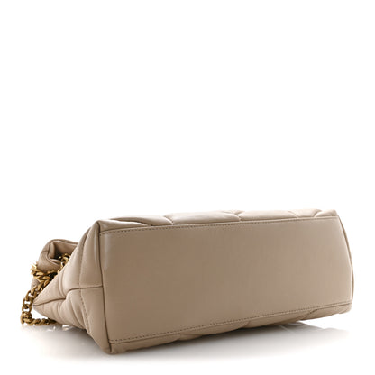 Saint Laurent Lambskin Quilted Small Loulou Puffer Monogram Chain Satchel Dark Beige 4 of 13
