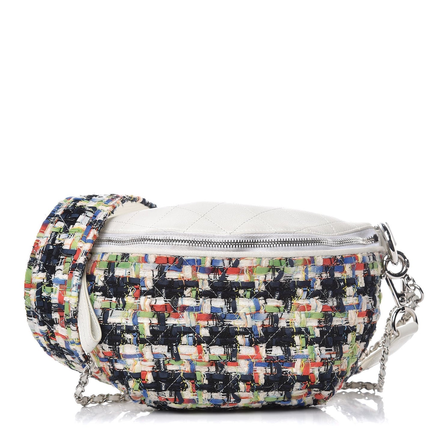 Lambskin Tweed Waist Bag Ecru Red Blue