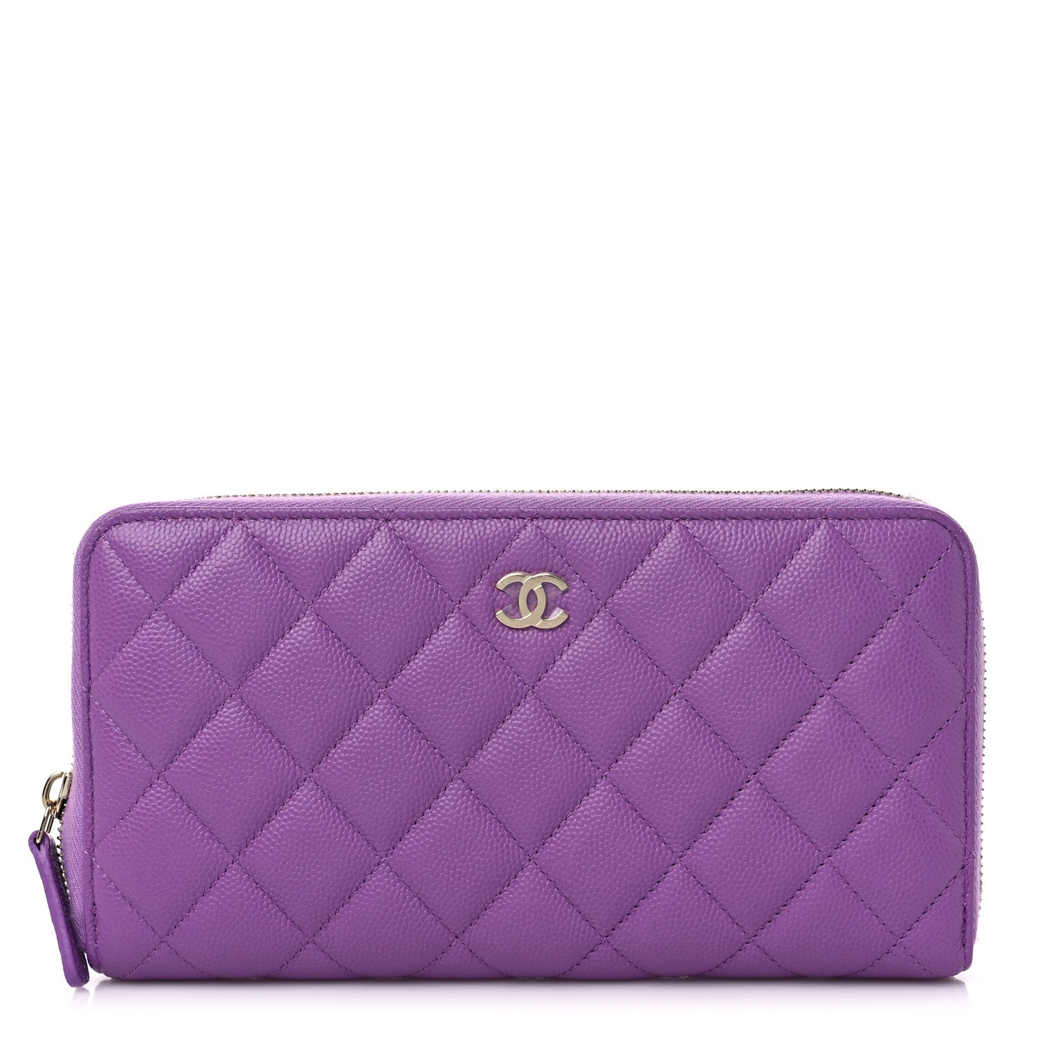 Chanel Caviar Quilted Large Gusset Zip Around Wallet Purple 1 of 14