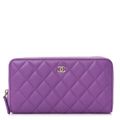 Chanel Caviar Quilted Large Gusset Zip Around Wallet Purple 1 of 14