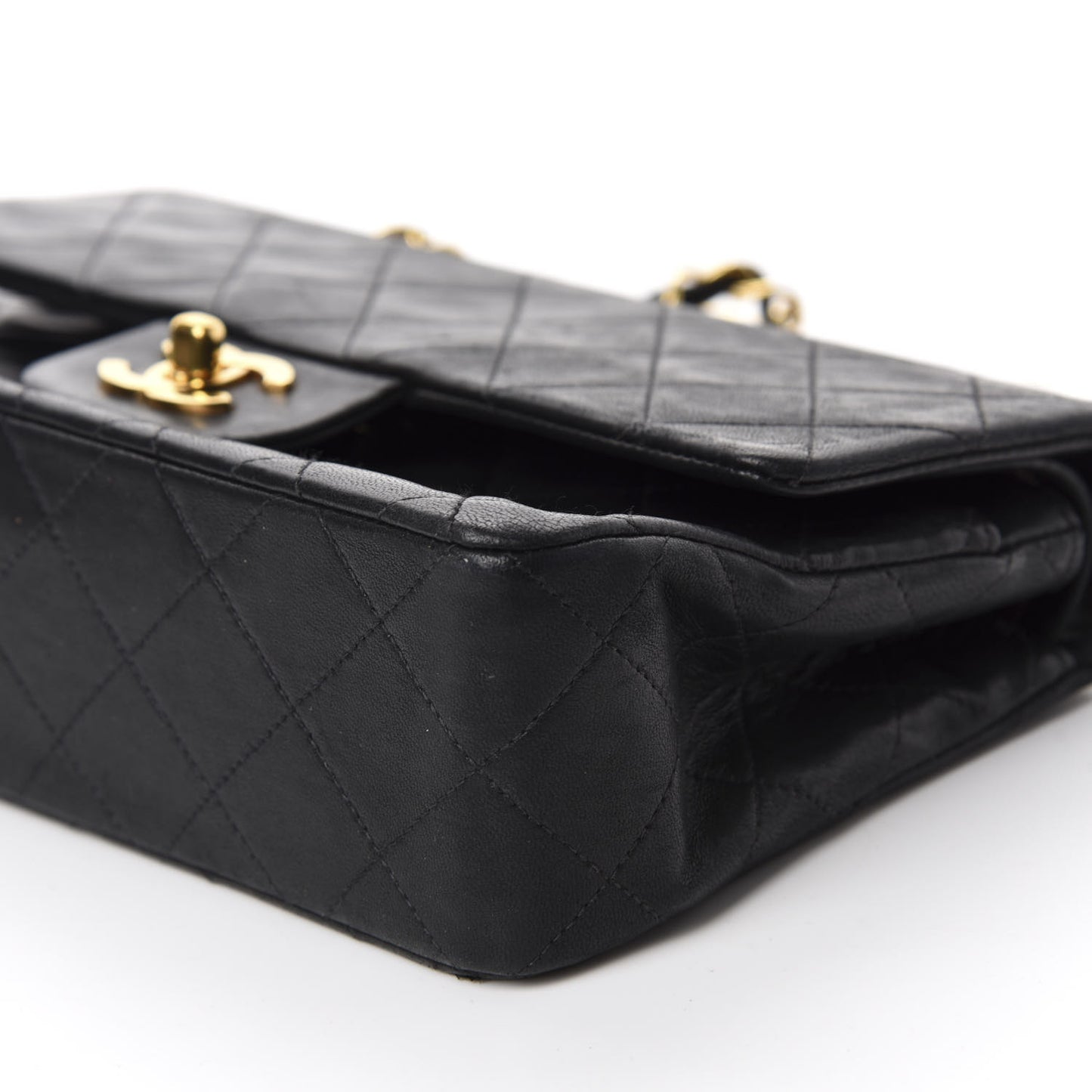 Lambskin Quilted Small Double Flap Black
