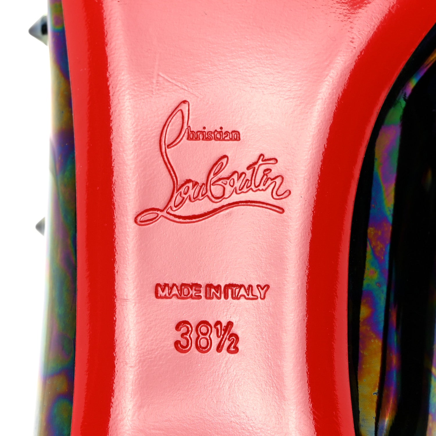Christian Louboutin Patent Degraspike Flats 38.5 Iridescent Black 7 of 8