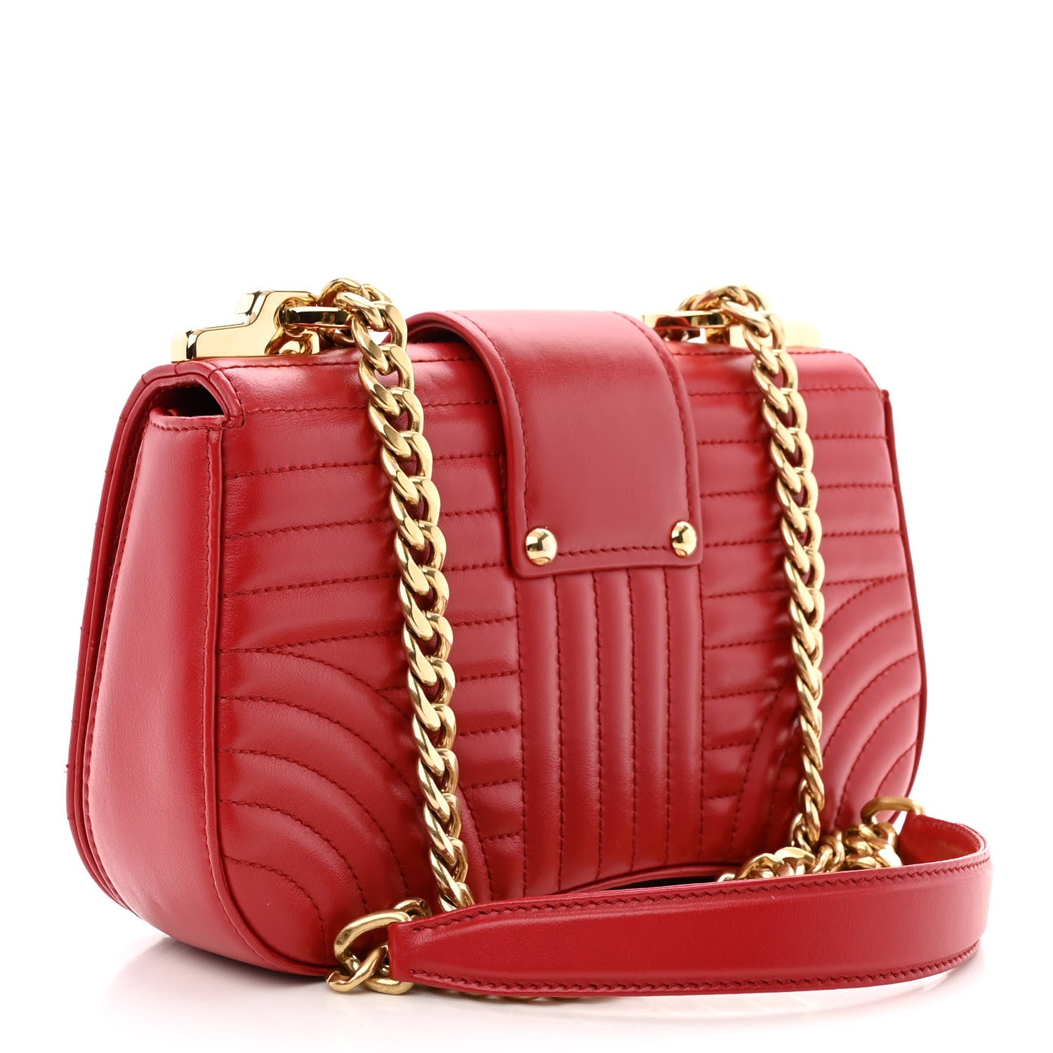 Prada Soft Calfskin Impunture Diagramme Small Sidonie Chain Crossbody Bag Fuoco 3 of 10