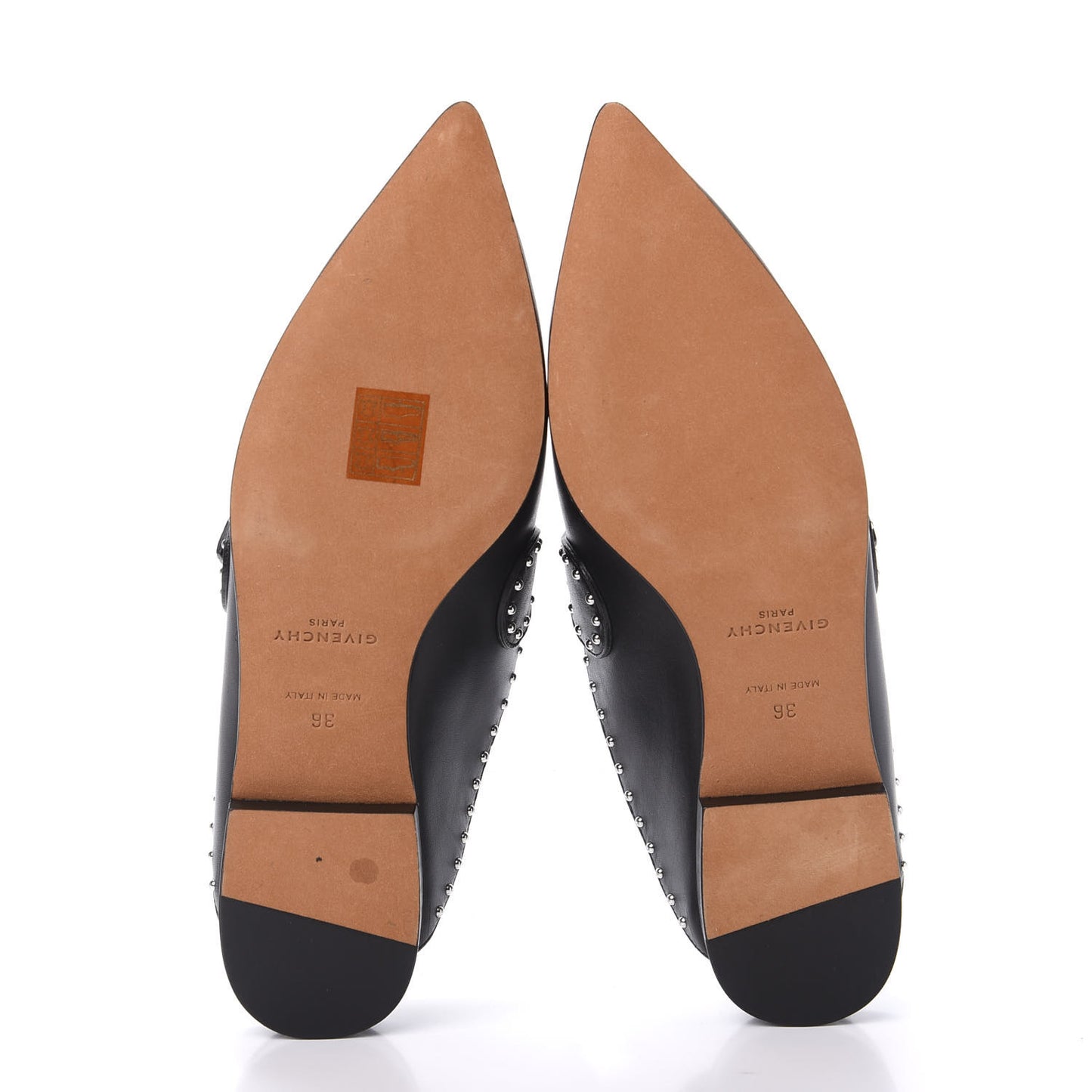Calfskin Studded Elegant Loafer Mule 36 Black