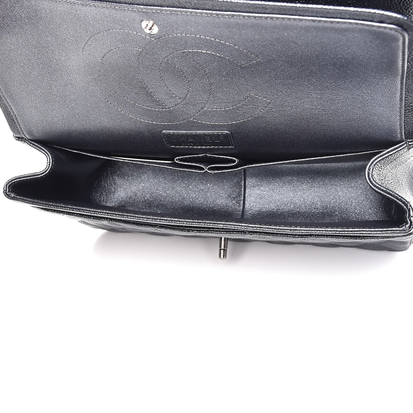 Pearly Caviar Quilted Jumbo Double Flap Grey