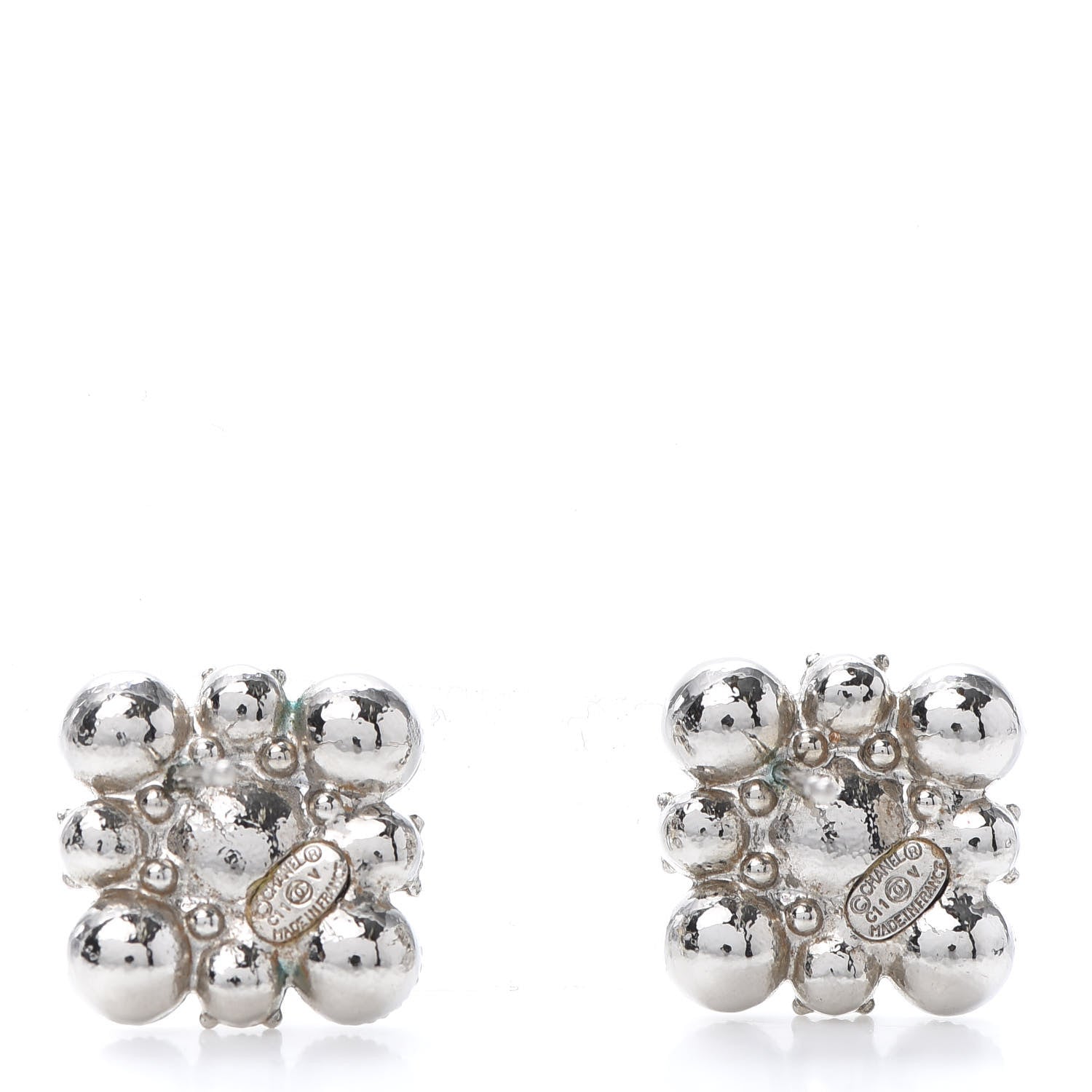 Chanel Crystal CC Flower Earrings Silver 4 of 5