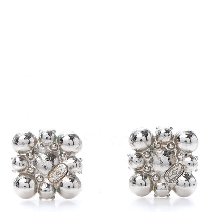Chanel Crystal CC Flower Earrings Silver 4 of 5