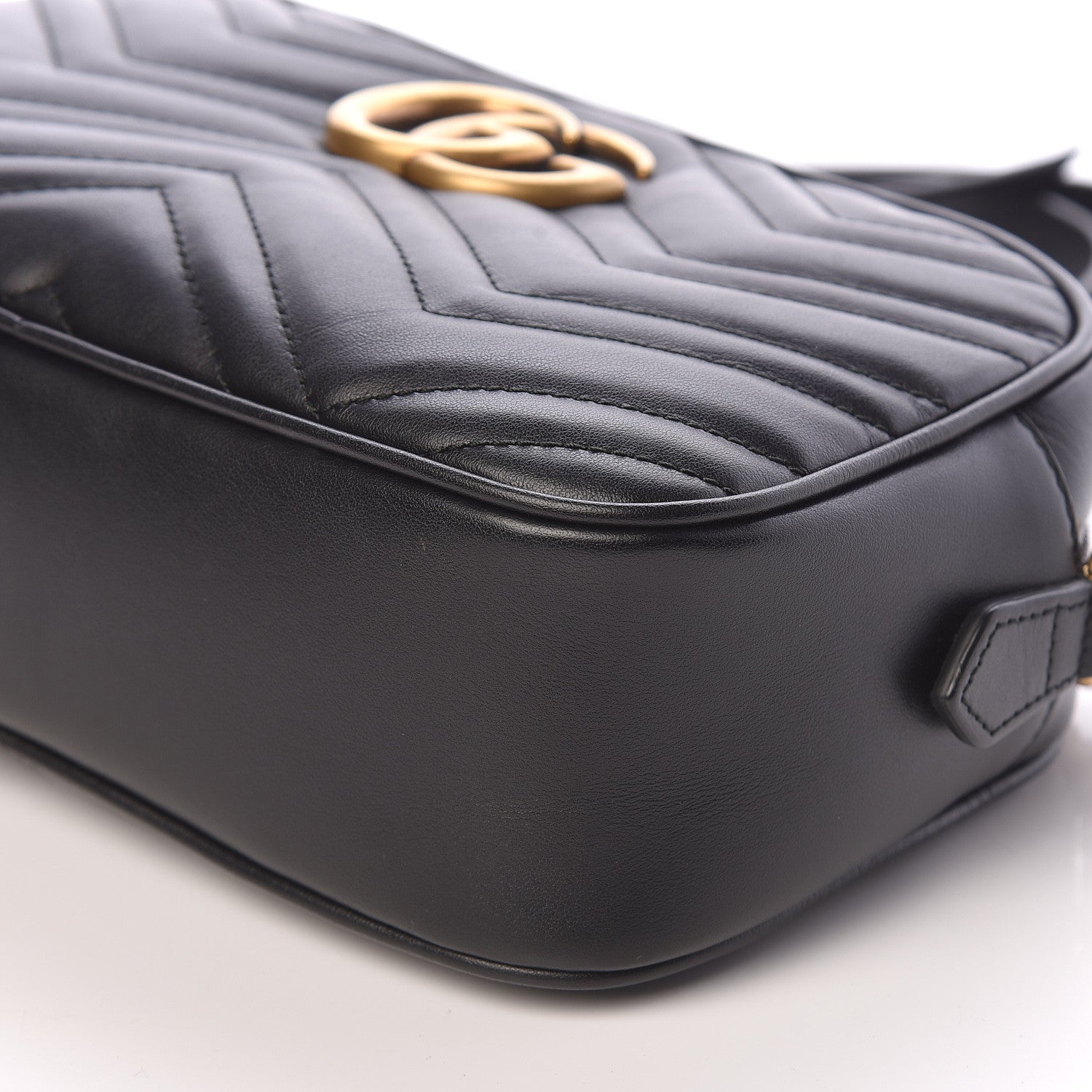 Gucci Calfskin Matelasse Small GG Marmont Chain Shoulder Bag Black 9 of 11