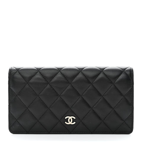 Lambskin Quilted Yen Wallet Black