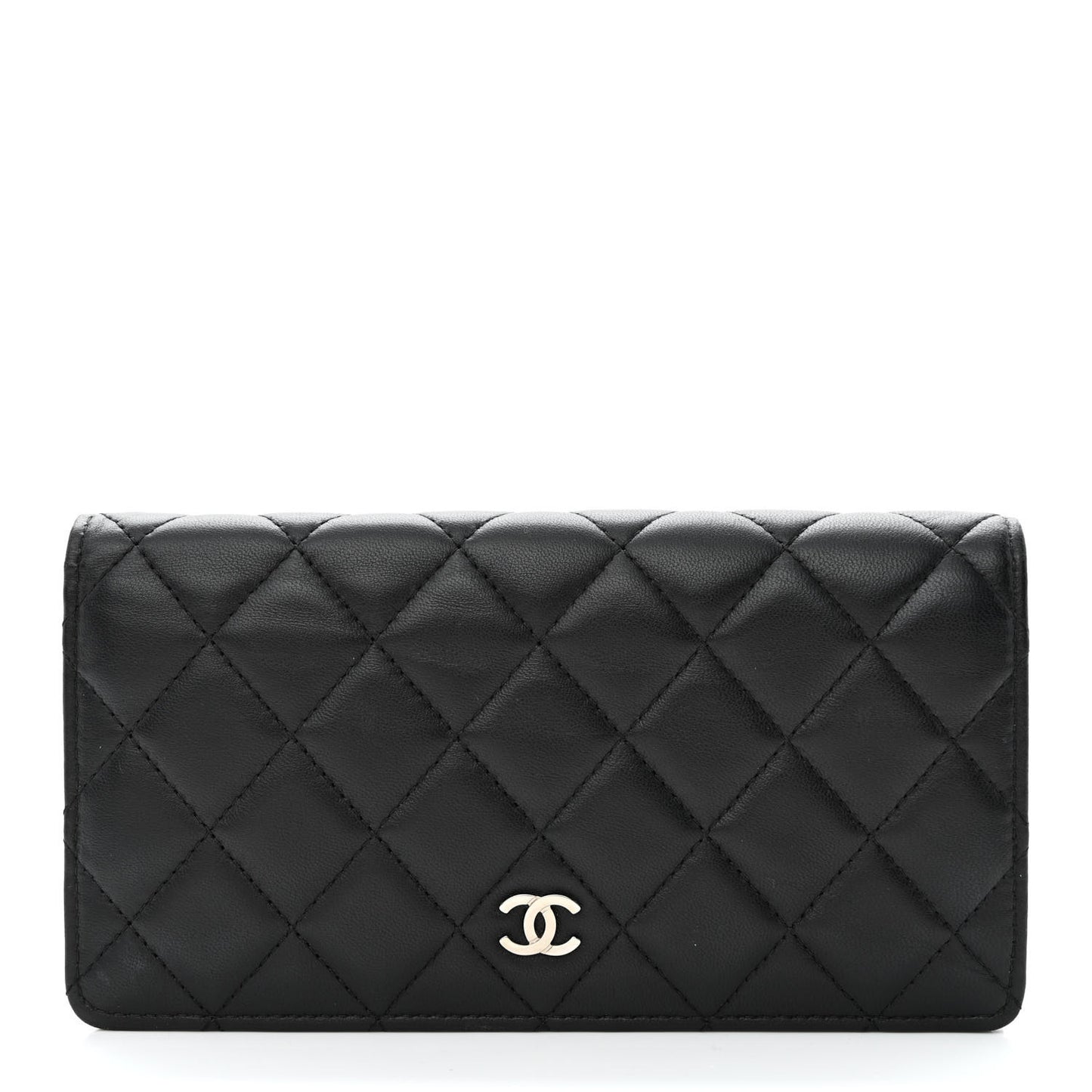 Lambskin Quilted Yen Wallet Black