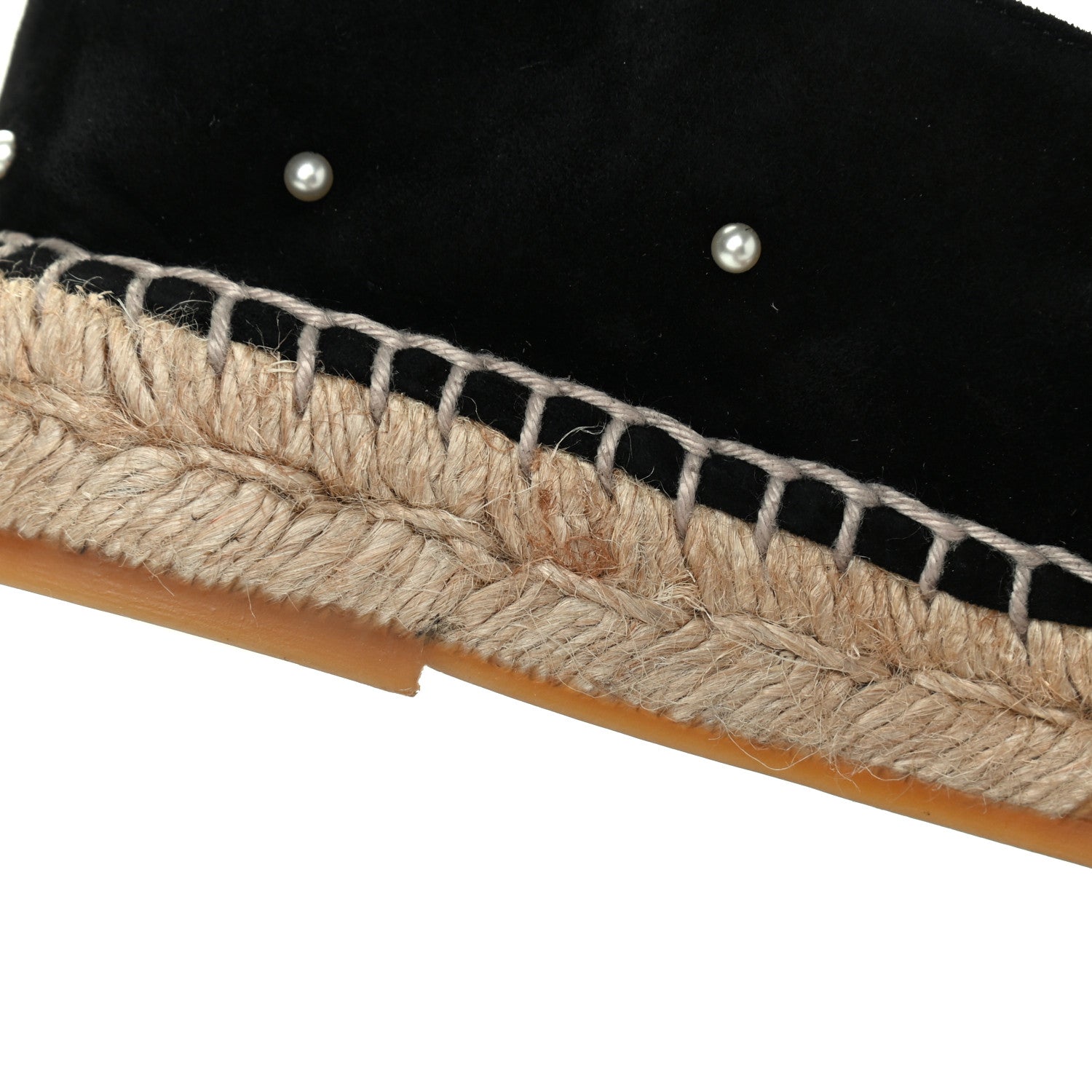 Chanel Suede Pearl CC Espadrilles 37 Black 10 of 13