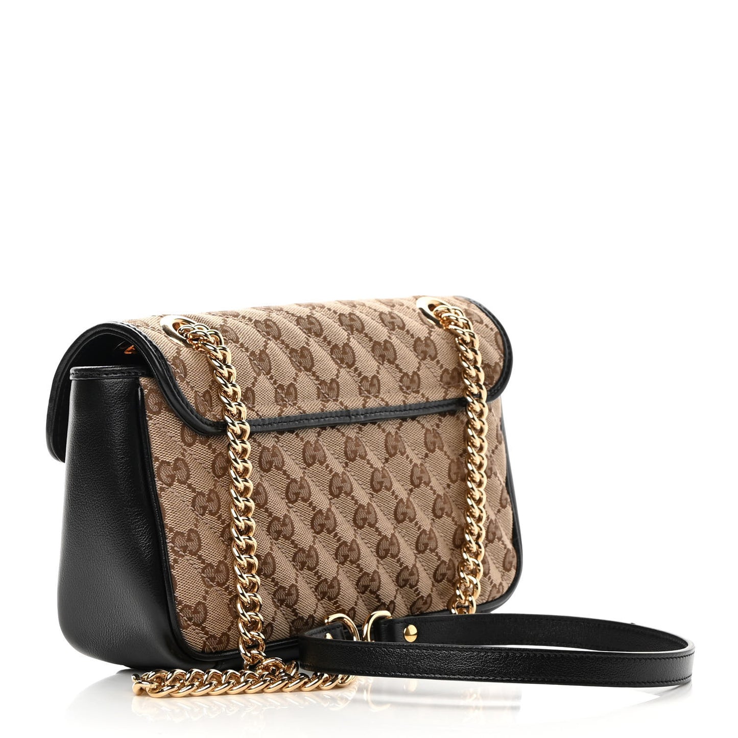 Monogram Matelasse Diagonal Small GG Marmont Shoulder Bag Beige Black