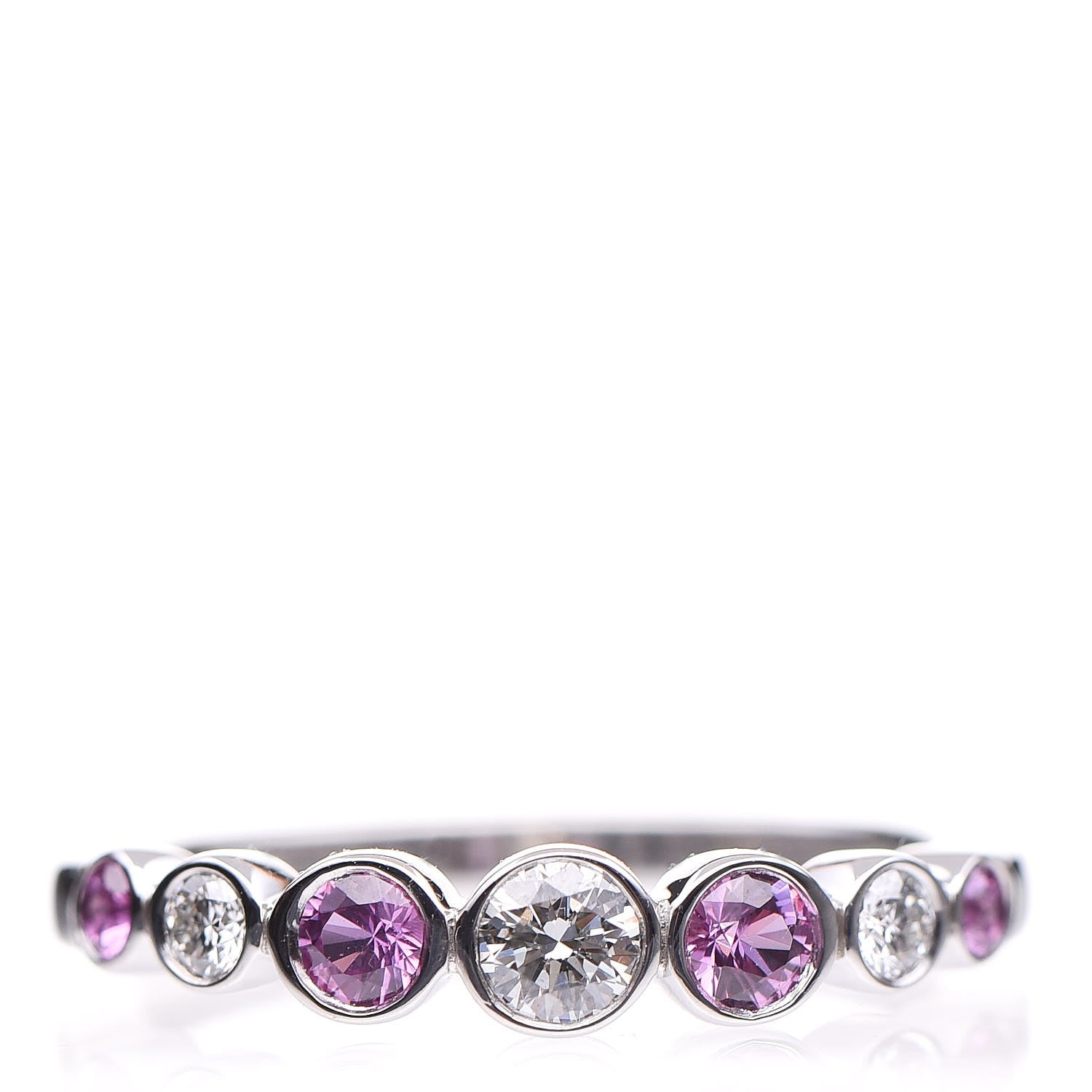 Tiffany Platinum Diamond Pink Sapphire Jazz Ring 52 6 1 of 7