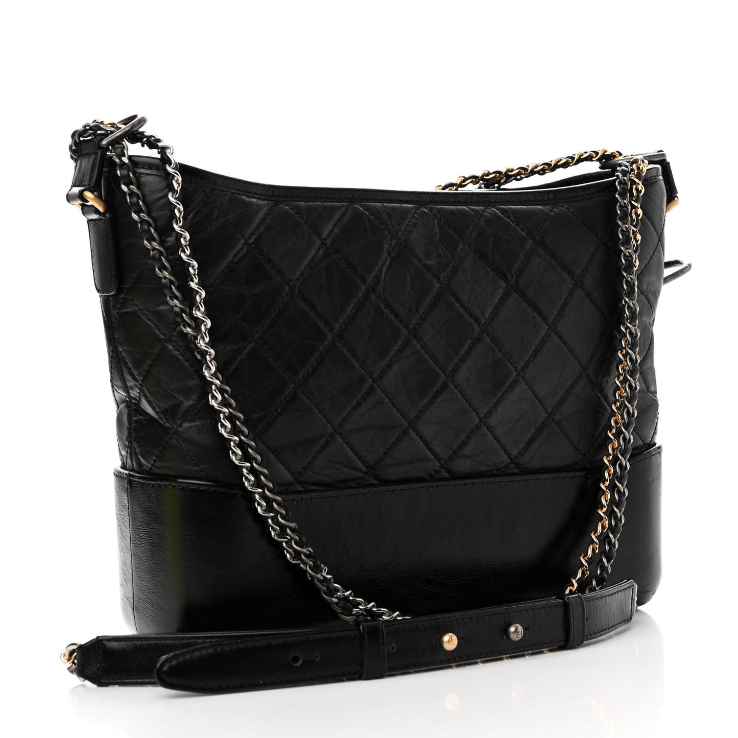 Aged Calfskin Quilted Medium Gabrielle Hobo Black