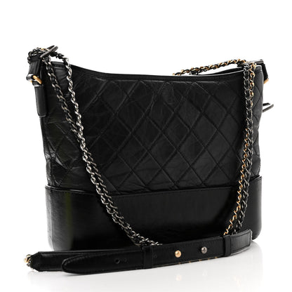 Chanel Aged Calfskin Quilted Medium Gabrielle Hobo Black 3 of 13
