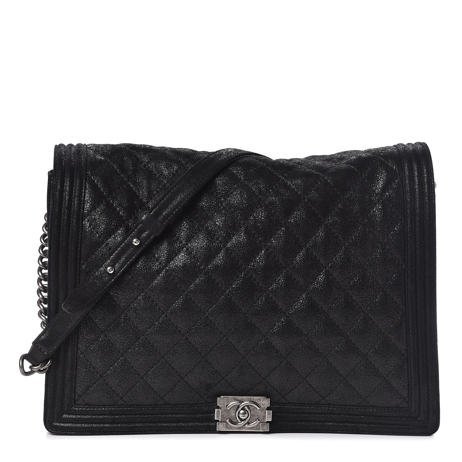 Chanel Iridescent Calfskin Quilted XL Gentle Boy Flap Black 1 of 11