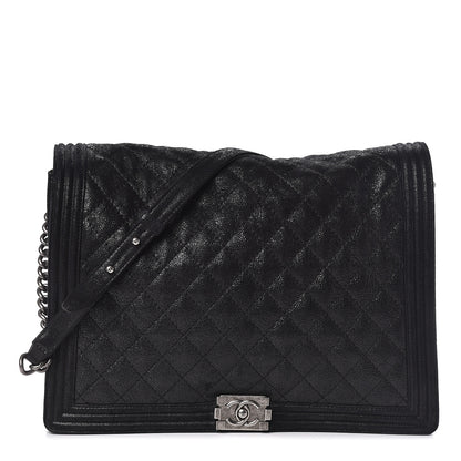 Chanel Iridescent Calfskin Quilted XL Gentle Boy Flap Black 1 of 11