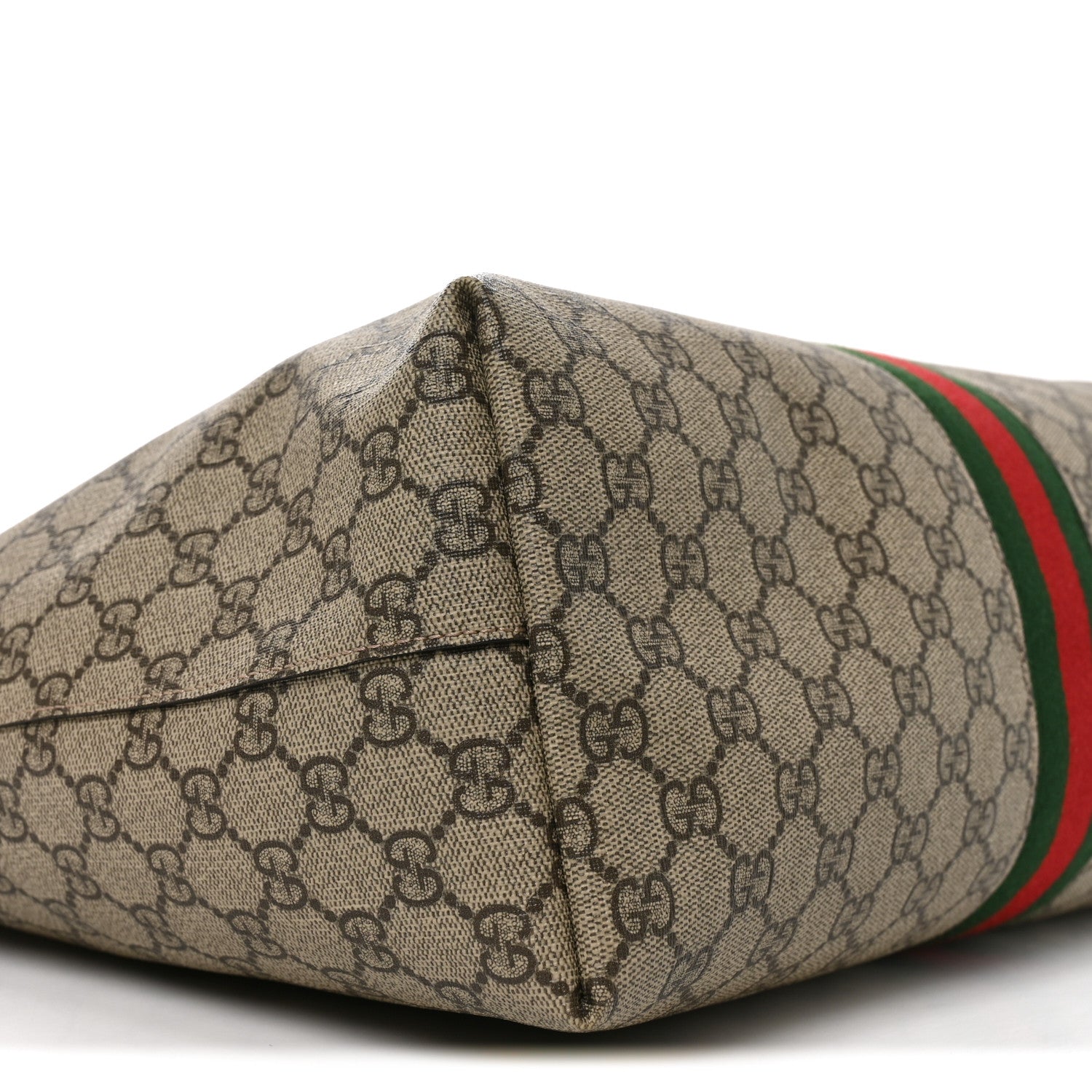Gucci Supreme Monogram Textured Calfskin Web Medium Ophidia Shopping Tote Beige Ebony New Acero 9 of 10