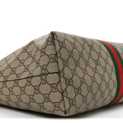 Gucci Supreme Monogram Textured Calfskin Web Medium Ophidia Shopping Tote Beige Ebony New Acero 9 of 10