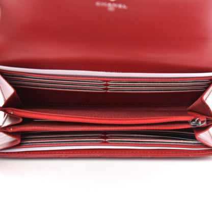 Chanel Glazed Calfskin Quilted Coco Boy Large Gusset Flap Wallet Red 5 of 10