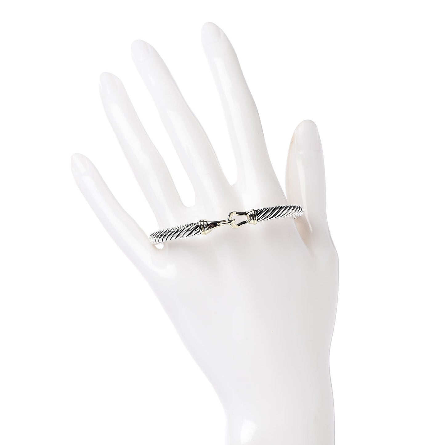 Sterling Silver 14K Yellow Gold 5mm Cable Classic Buckle Bracelet