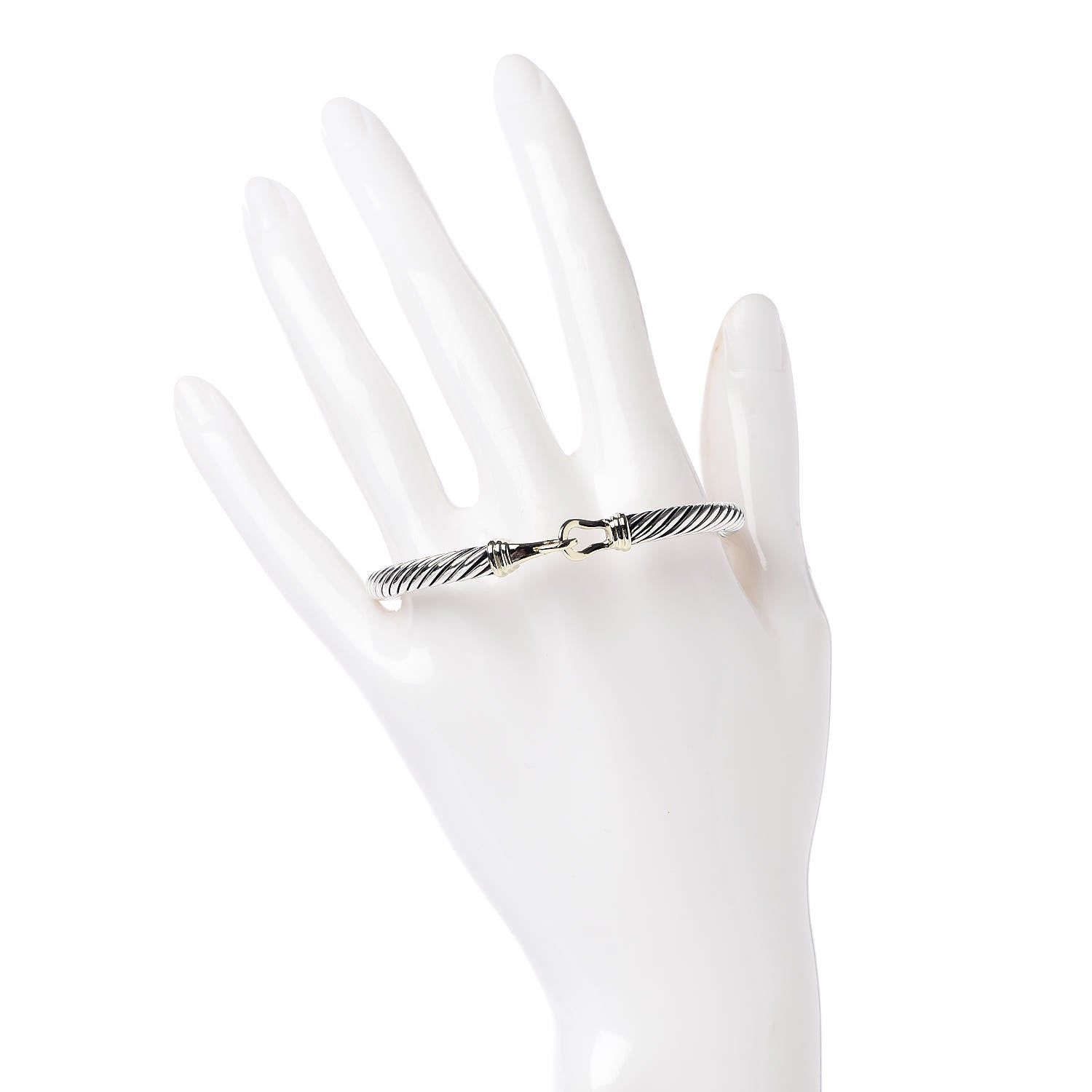 David Yurman Sterling Silver 14K Yellow Gold 5mm Cable Classic Buckle Bracelet 2 of 5