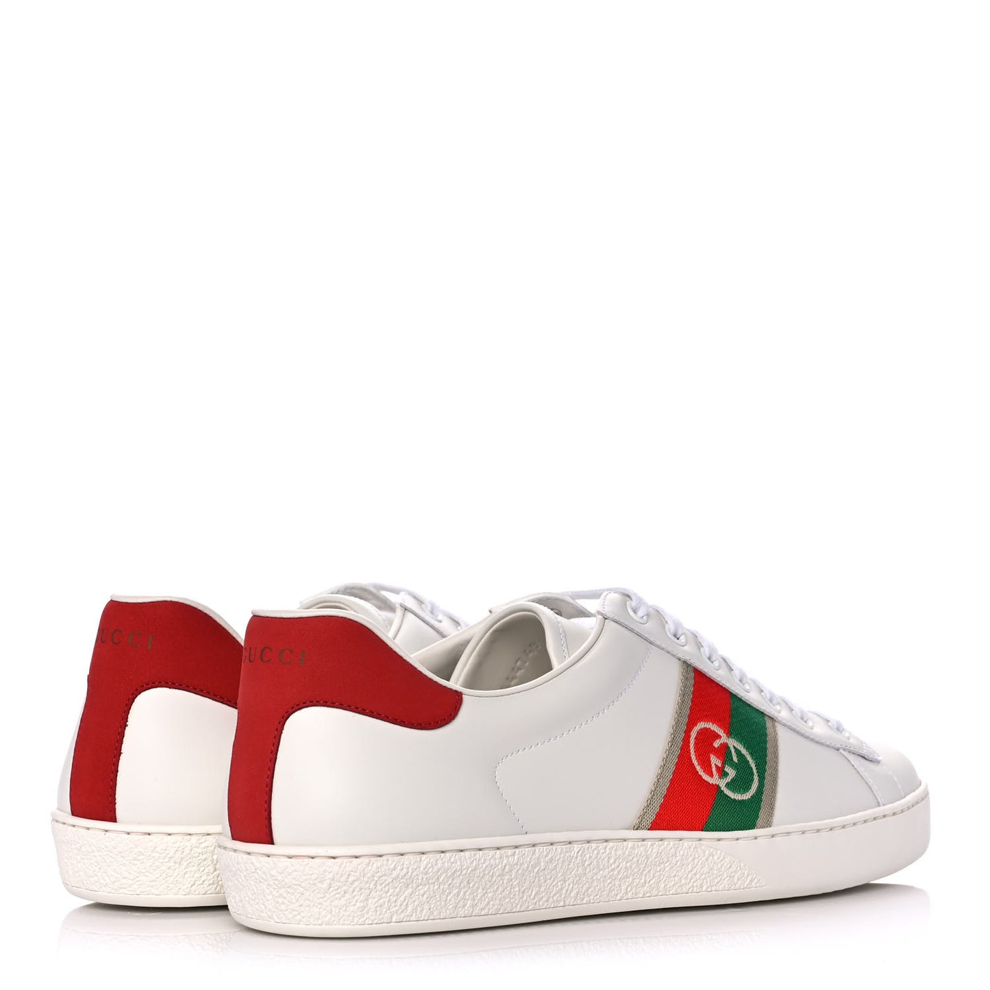 Calfskin Web Interlocking G Mens Ace Sneakers 11 White