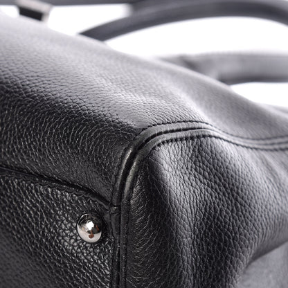 Chanel Calfskin Mademoiselle Lock Cerf Shopper Tote Black 10 of 12