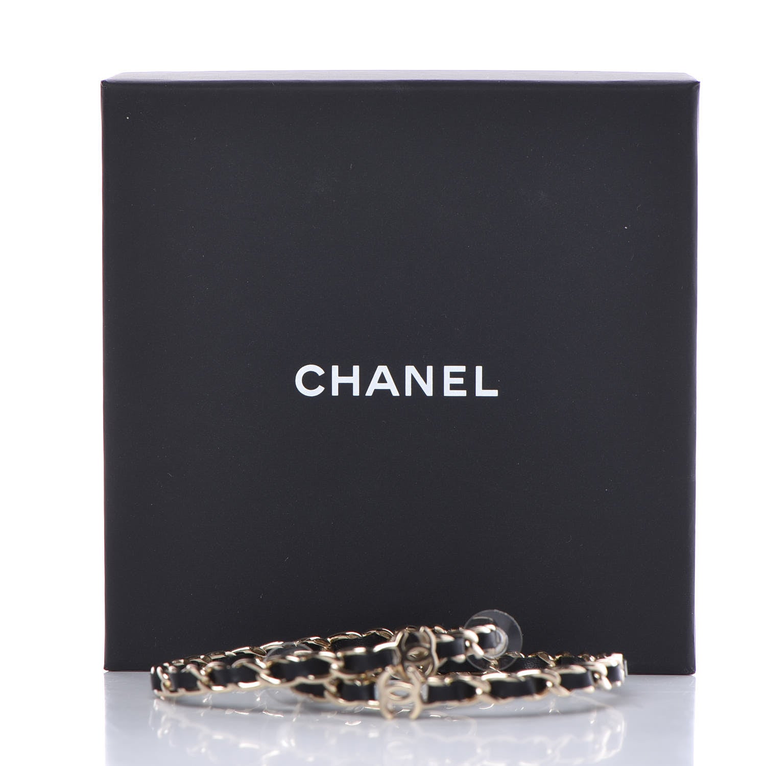 Chanel Lambskin CC Turnlock Chain Hoop Earrings Matte Gold 5 of 5