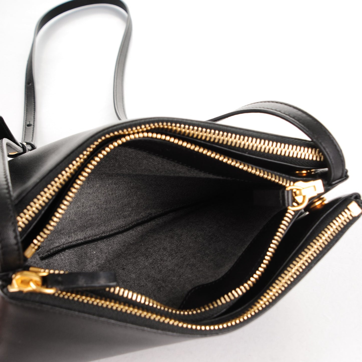 Lambskin Small Trio Crossbody Bag Black