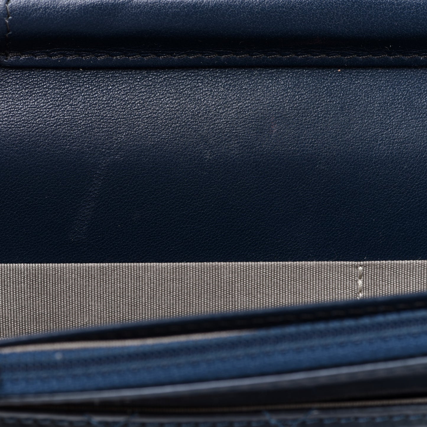 Patent Quilted Brilliant Wallet On Chain WOC Dark Blue