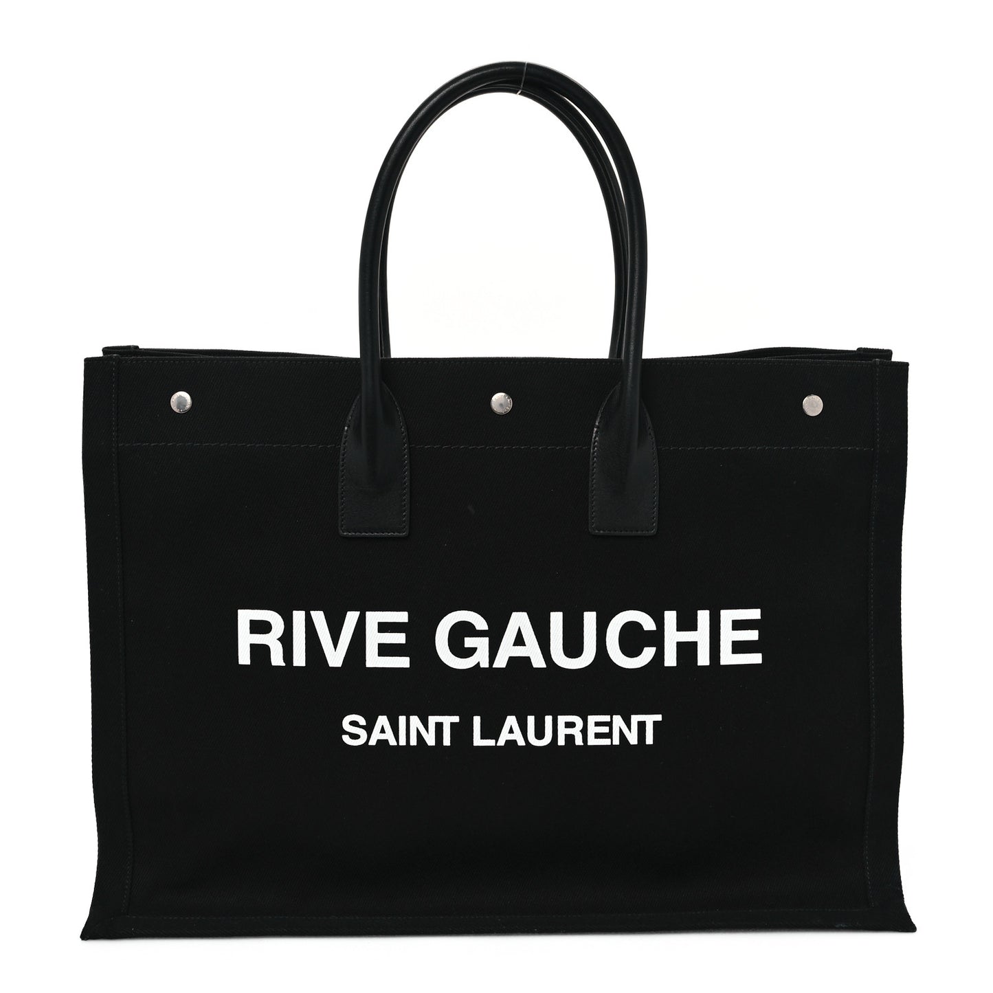 Linen Calfskin Rive Gauche Tote Black
