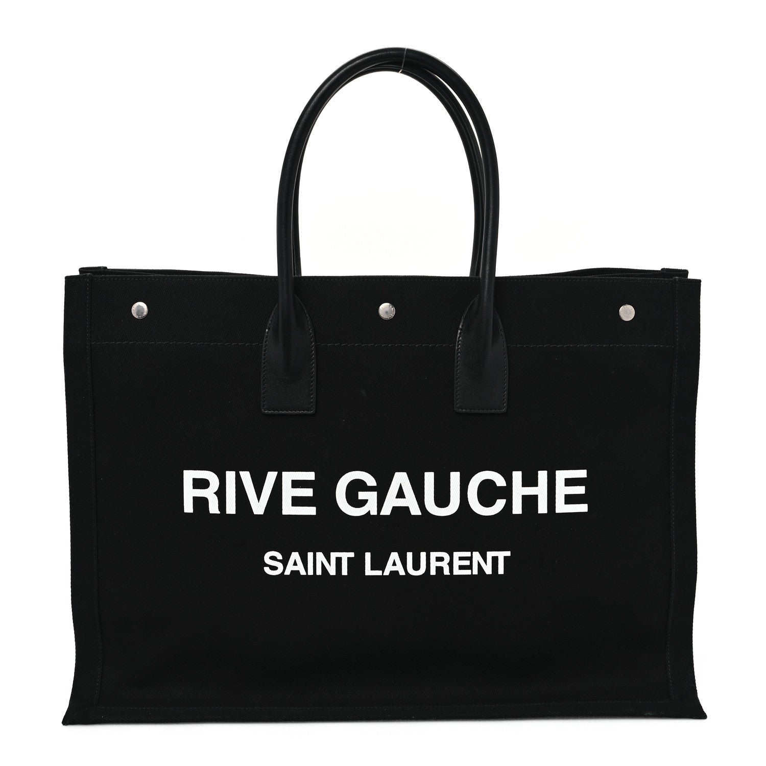 Saint Laurent Linen Calfskin Rive Gauche Tote Black 1 of 12
