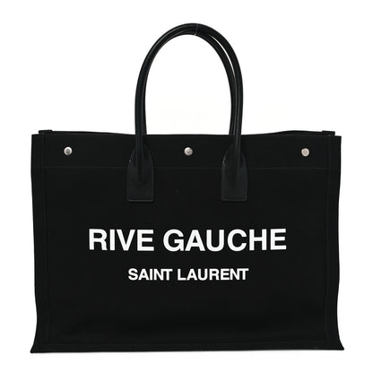 Saint Laurent Linen Calfskin Rive Gauche Tote Black 1 of 12