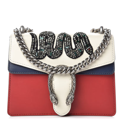 Gucci Calfskin Crystal Snake Embroidered Mini Dionysus Shoulder Bag Mystic White Hibiscus Red Blue Agata 1 of 13