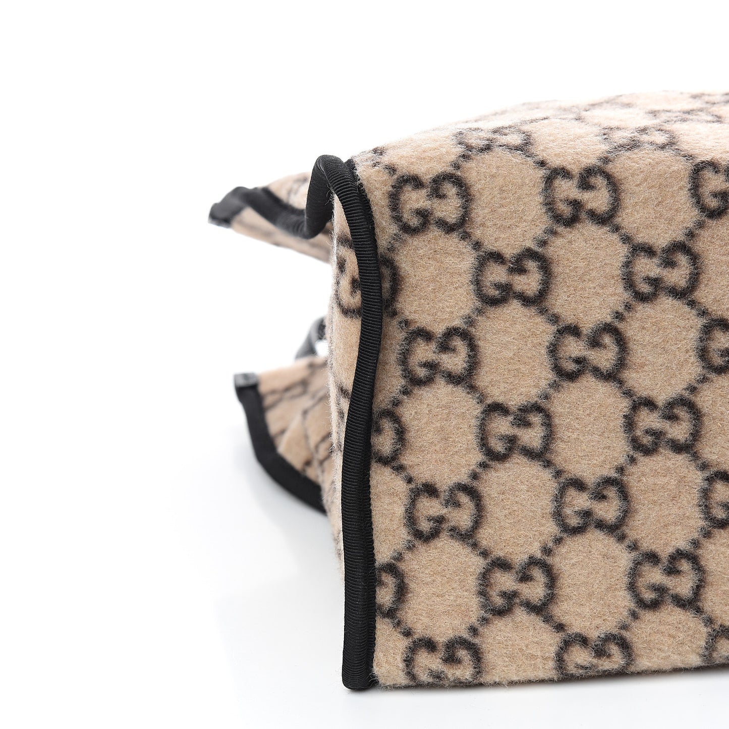 Covered Wool GG Monogram Large Tote Bag Beige Ebony