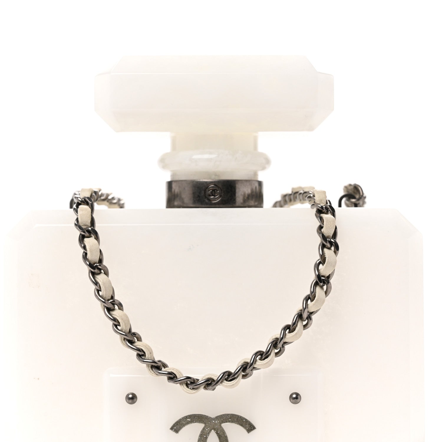 Chanel Marbled Plexiglass Buonasera Perfume Bottle Clutch White 8 of 10