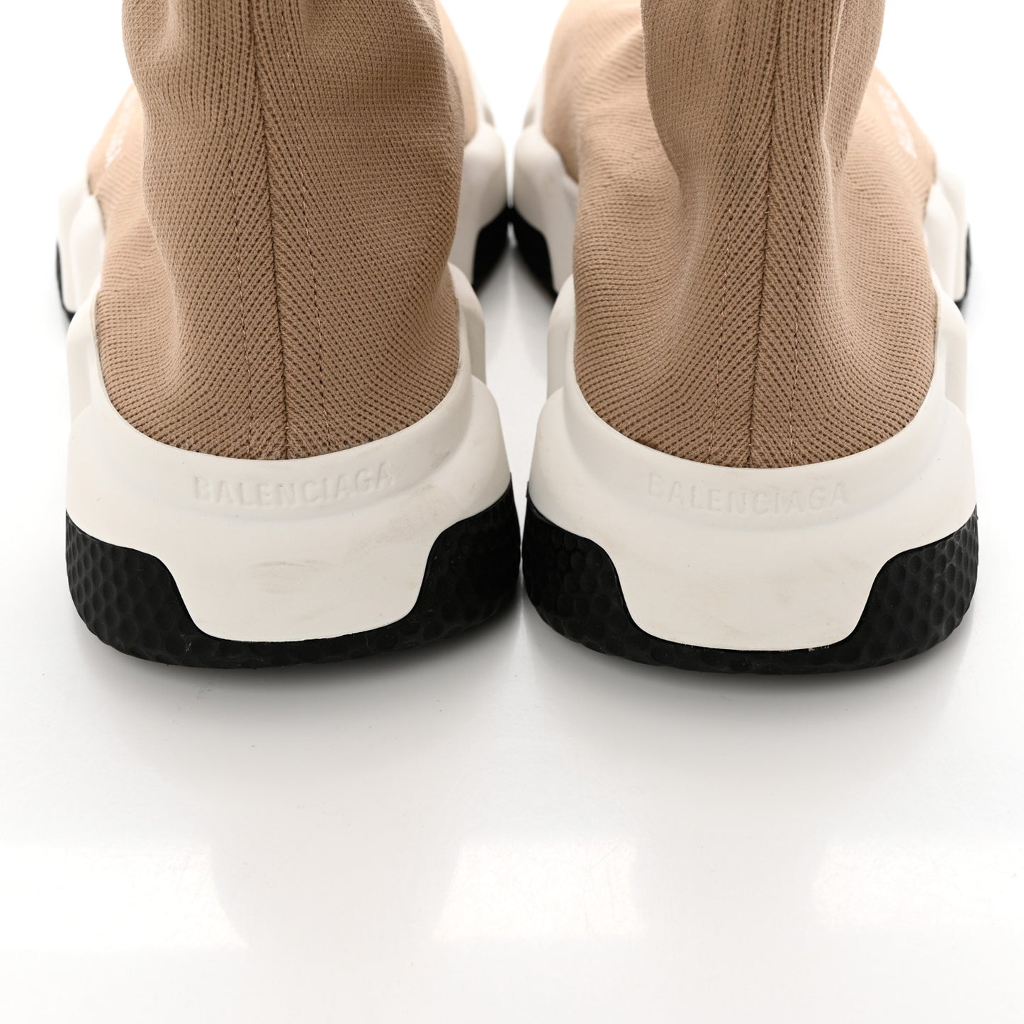 Neoprene Knit Bi-Color Sole Womens Speed Sneakers 41 Beige White Black